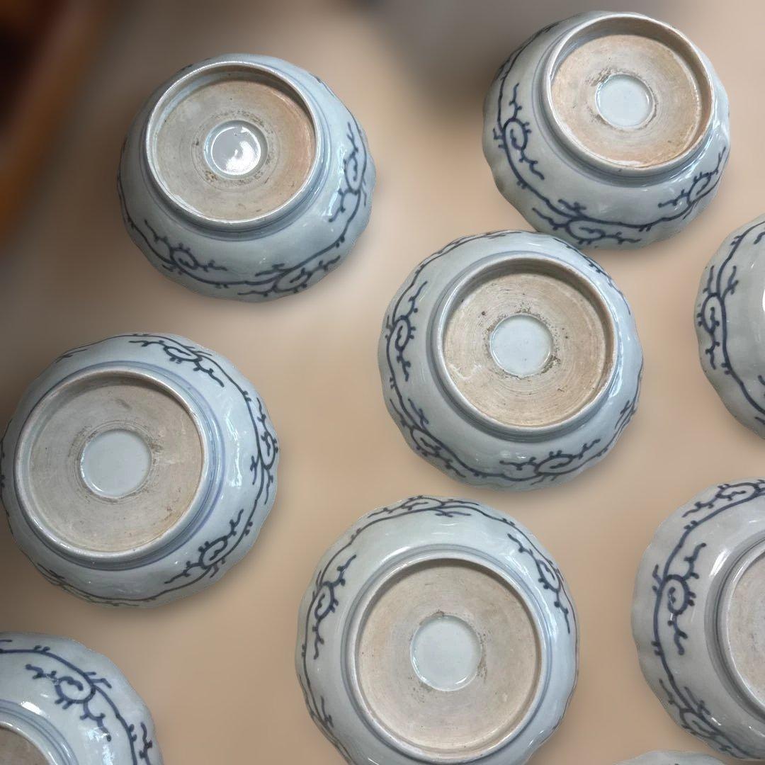 赤玉ようらく　なます皿？　波型陶器皿 10個セット