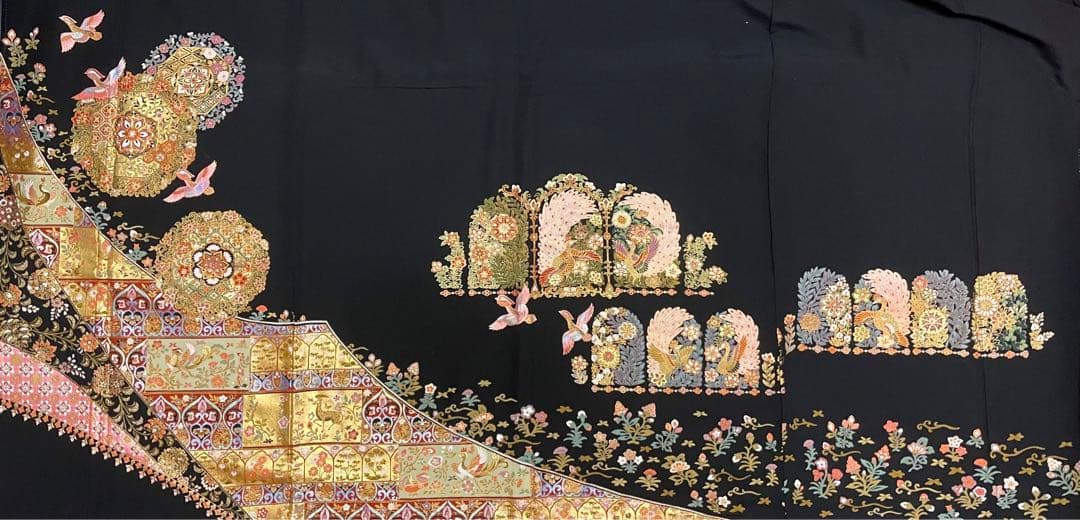 黒留袖 着物リメイク用 素材 ハンドメイド まとめ売り！