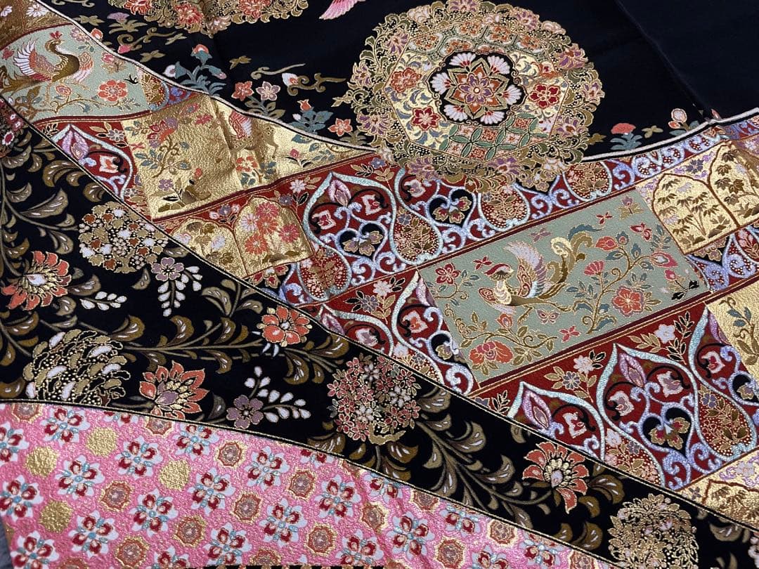 黒留袖 着物リメイク用 素材 ハンドメイド まとめ売り！