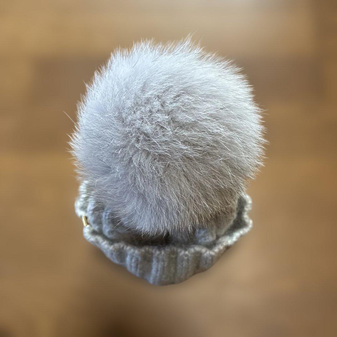 CA4LAフォックスファーポンポン付きニット帽