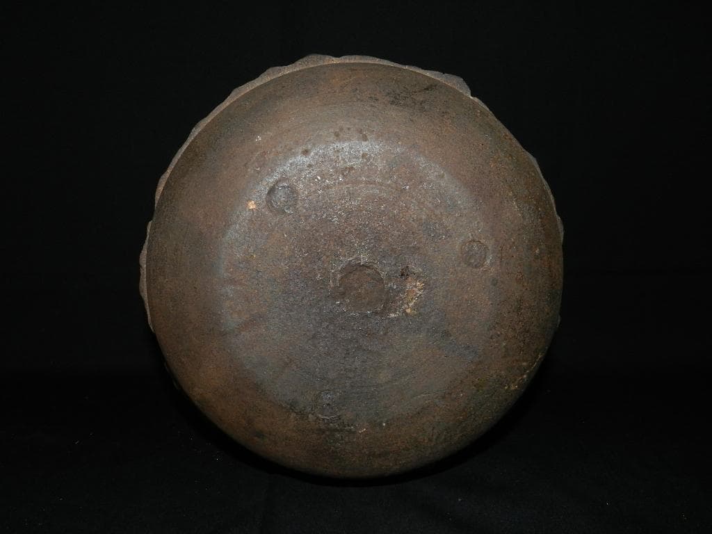 O18値下品 茶￼道具 江戸期 小槌環付き形 俵形白肌鐵地 亀摘み蓋