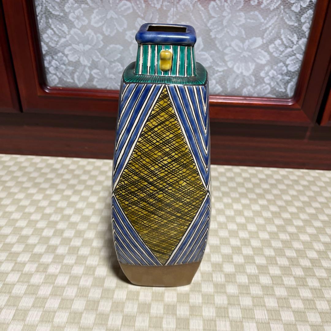 九谷焼　堀江青光　花瓶　花鳥絵