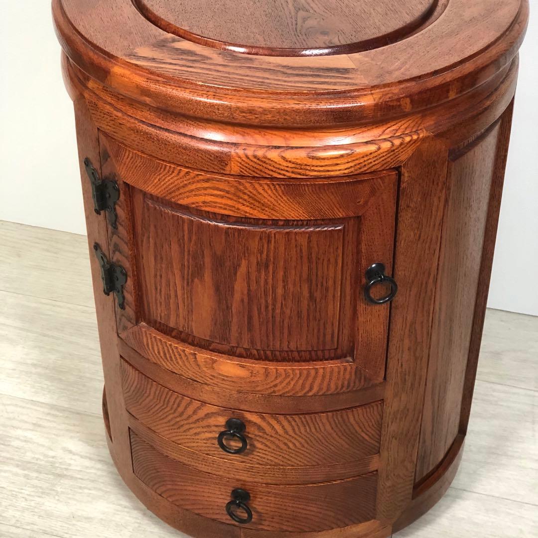 李朝家具　丸型テーブル　丸型チェスト　収納　小物入れ