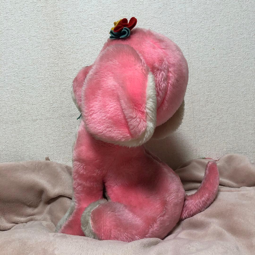 昭和レトロ　ヴィンテージ ピンク色　犬　ぬいぐるみ　中古品