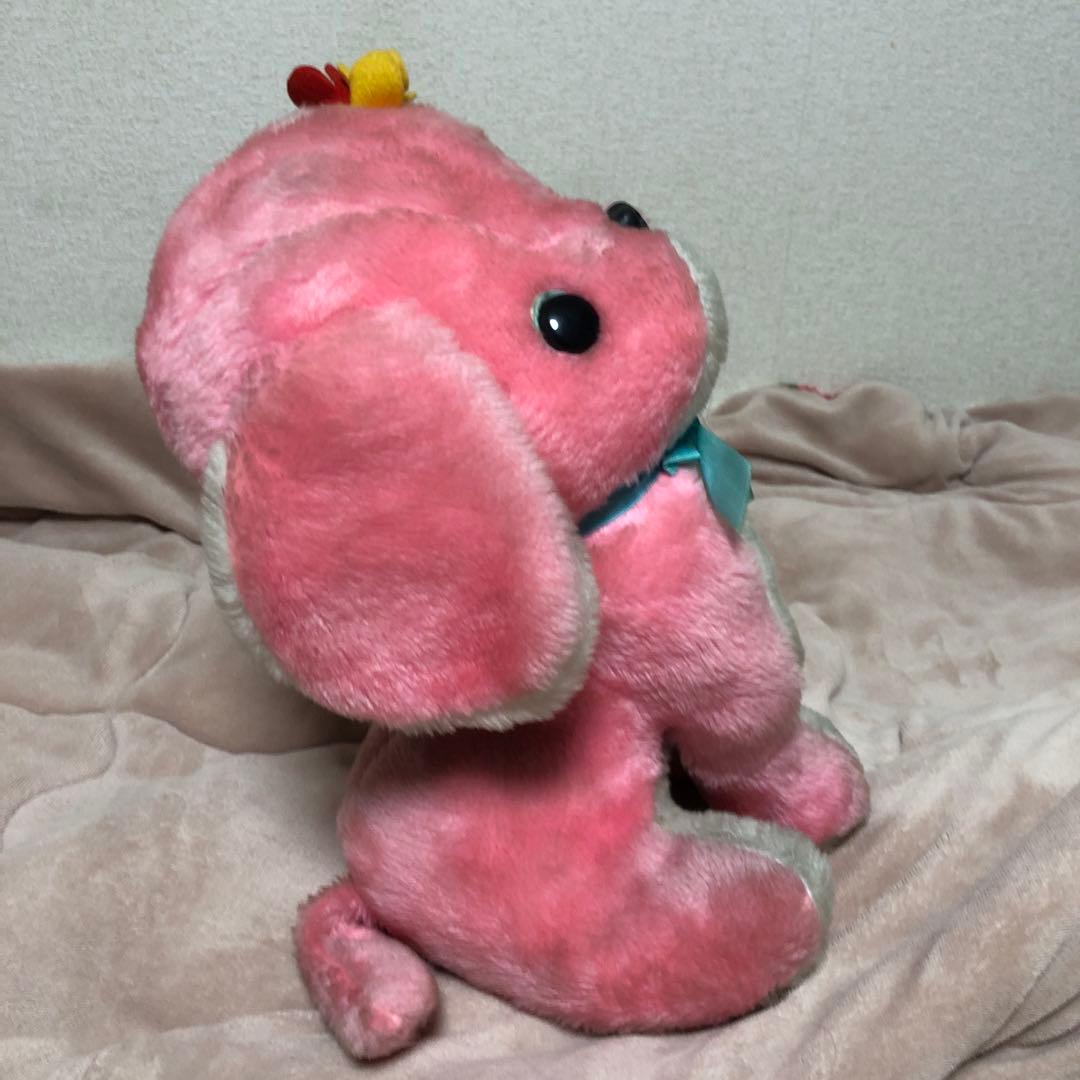 昭和レトロ　ヴィンテージ ピンク色　犬　ぬいぐるみ　中古品