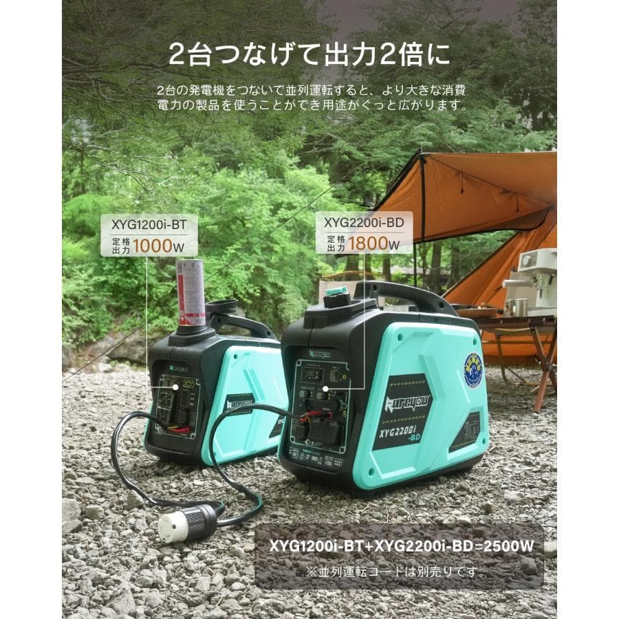 ガス・ガソリン両用発電機★インバーター発電機静音式 カセットボンベ発電機