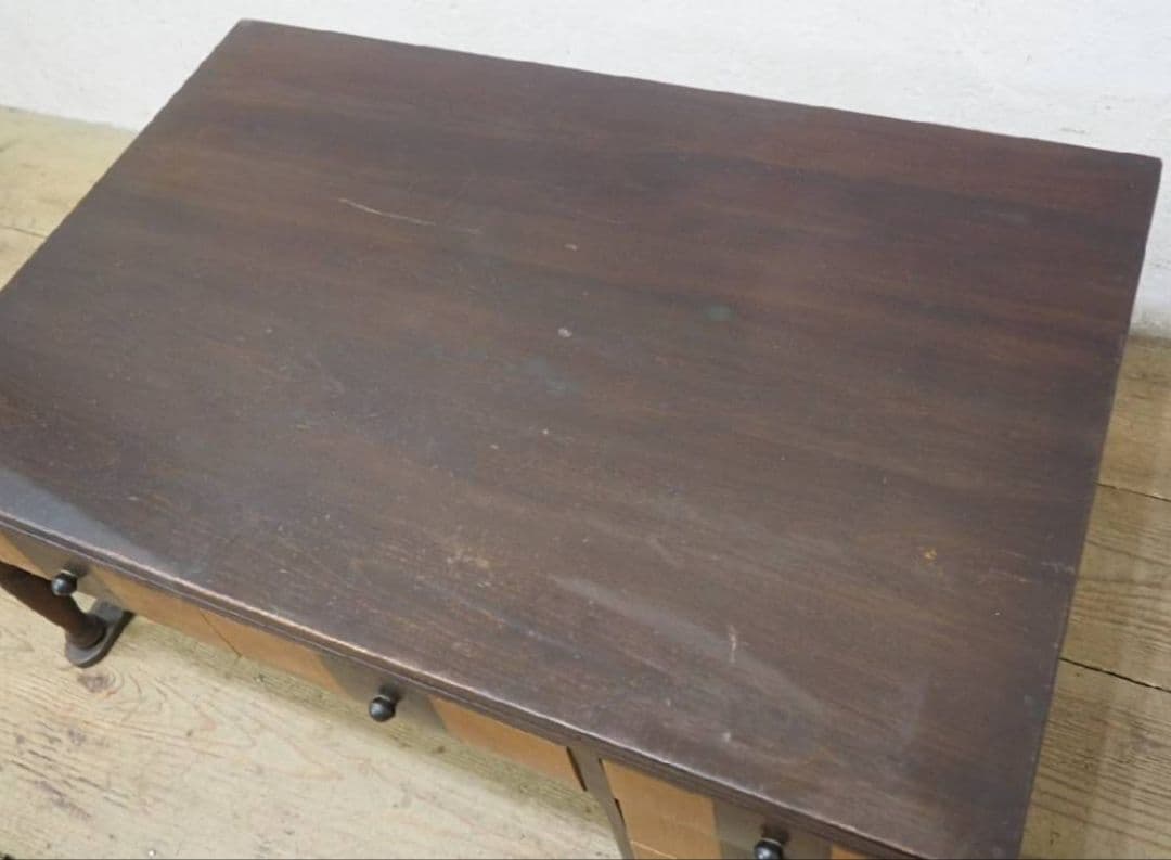 1046　ヴィンテージ　ロータイプの片袖机　テーブル　収納棚　引き出し　他レトロ