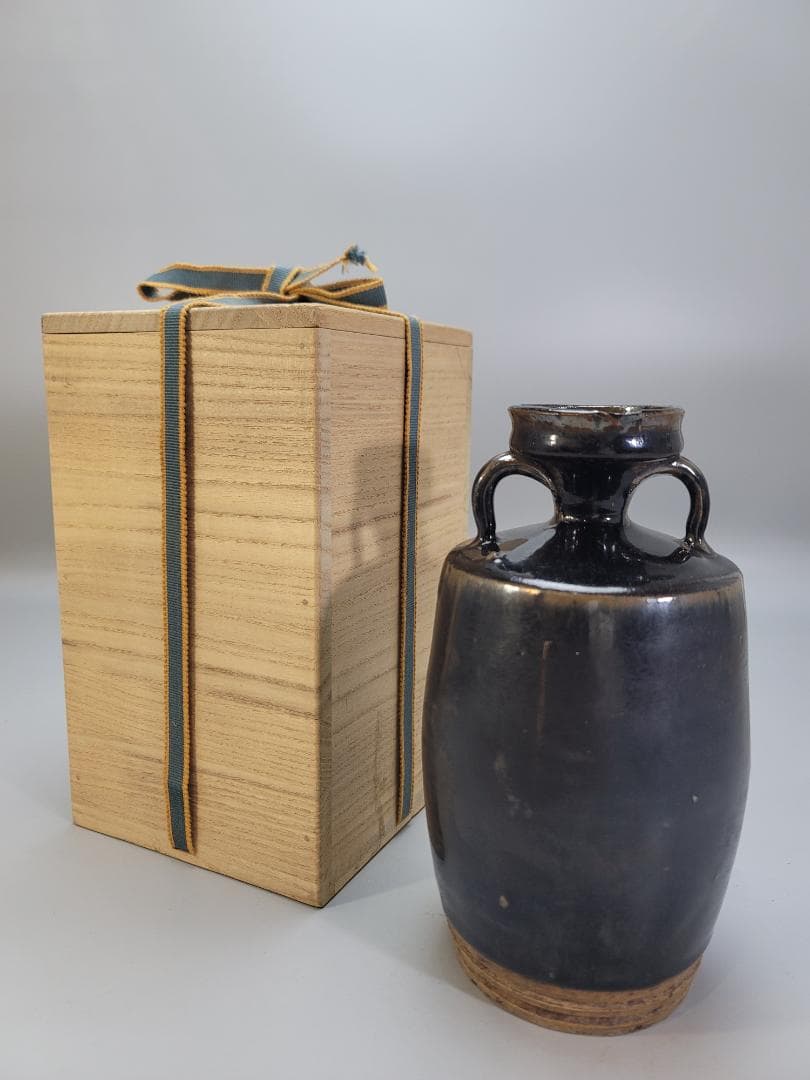 中国美術 黒釉 注瓶 時代物 コレクター蔵品