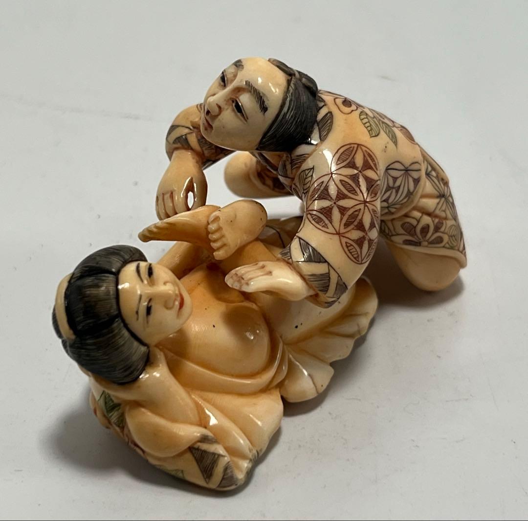 極上春画 根付 本抹香鯨 重さ:90g 　（提げ物 /緒締め ）M-044