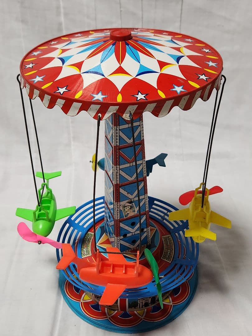 レトロ ブリキ玩具 日本製 メリーゴーランド ネジ式 ATC アサヒ玩具 動作品