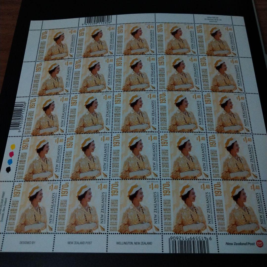海外切手　ニュージーランド　エリザベス女王最長君臨記念切手　完6種シート未使用品