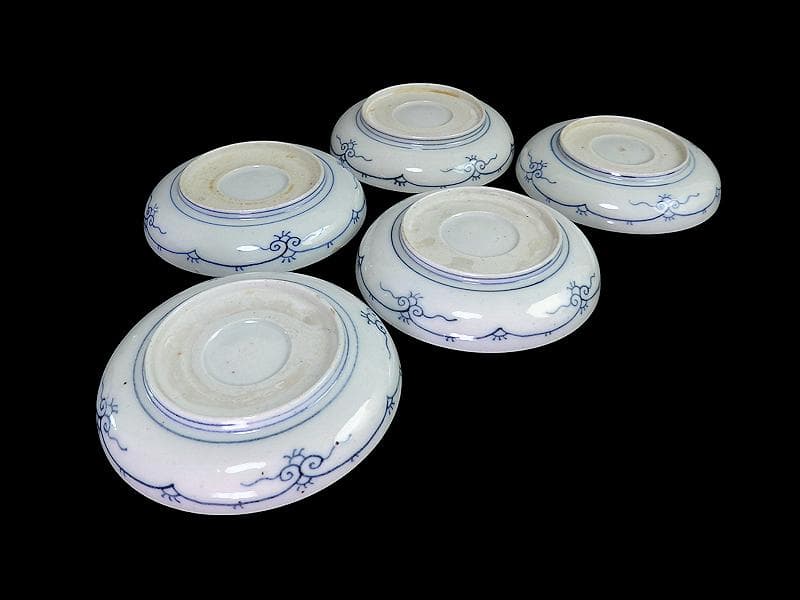 古伊万里　色絵　窓絵　貝の図　４寸皿　５枚　A137AS-CYs