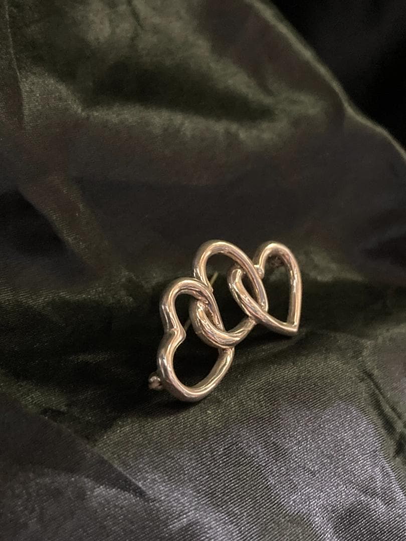 美品 オールドティファニー トリプルオープンハート ブローチ 1984 925