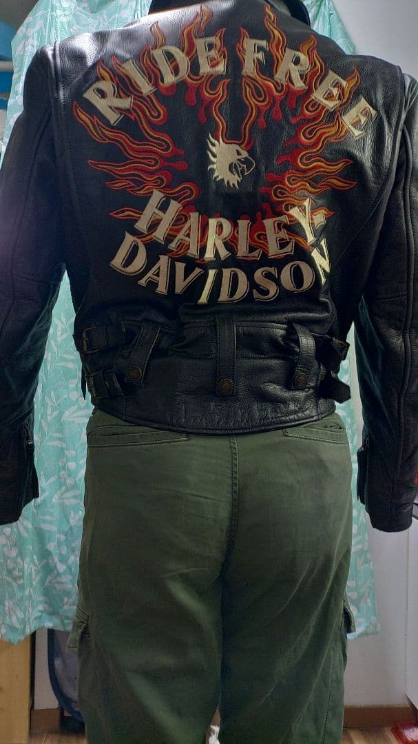 HARLEY DAVIDSON レザージャケット フレイムス刺繍