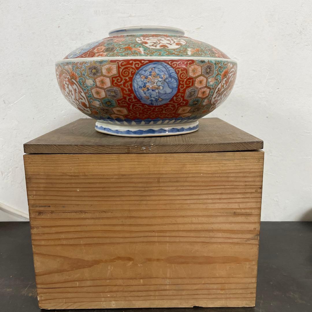 古伊万里　蓋物　菓子器　大平鉢　赤絵　色絵　窓絵　箱付