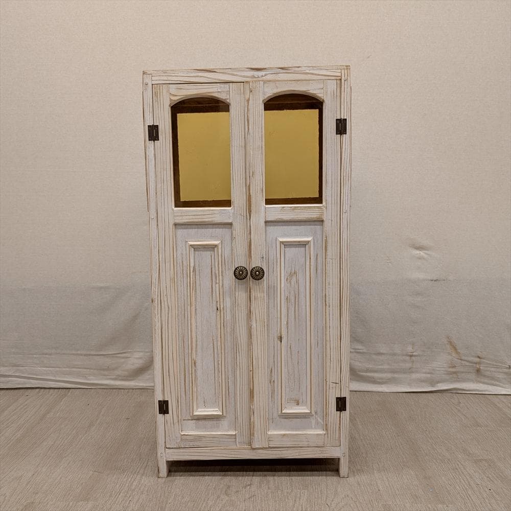 展示品　レトロガラス　シャビー　ハンドメイド　キャビネット　飾り棚　フレンチ　B