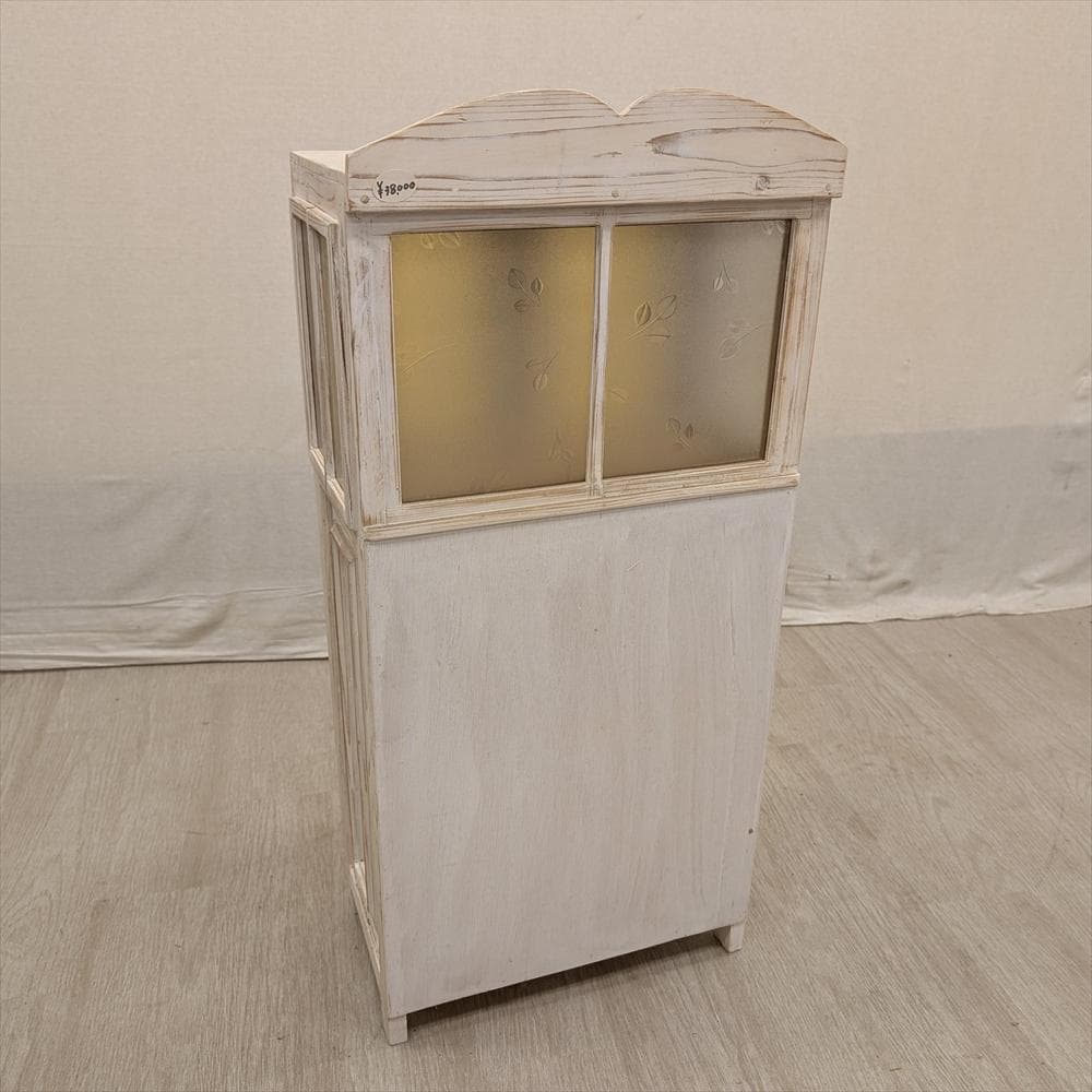 展示品　レトロガラス　シャビー　ハンドメイド　キャビネット　飾り棚　フレンチ　B