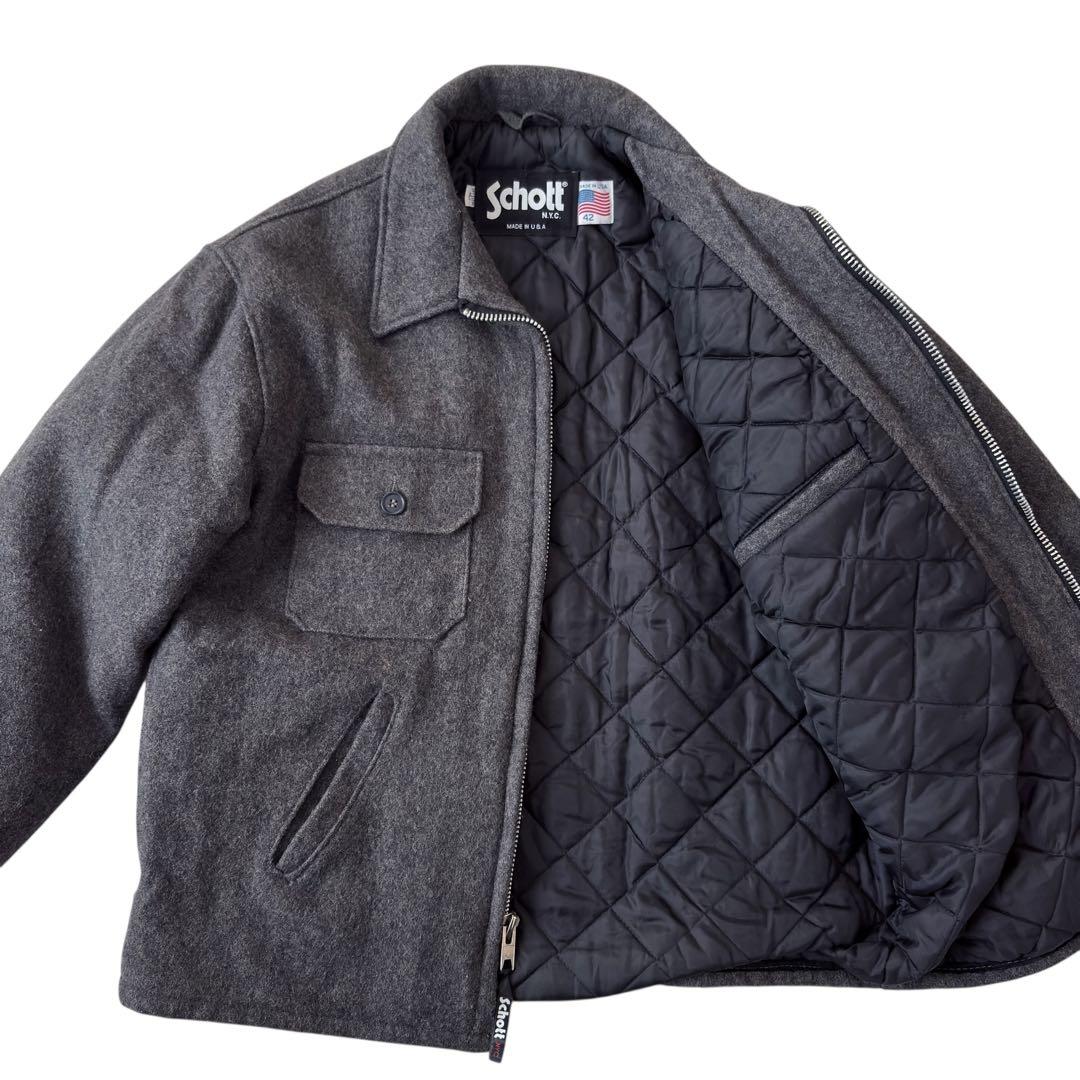 Schott ショット ウール ジャケット シングルライダース グレー LL