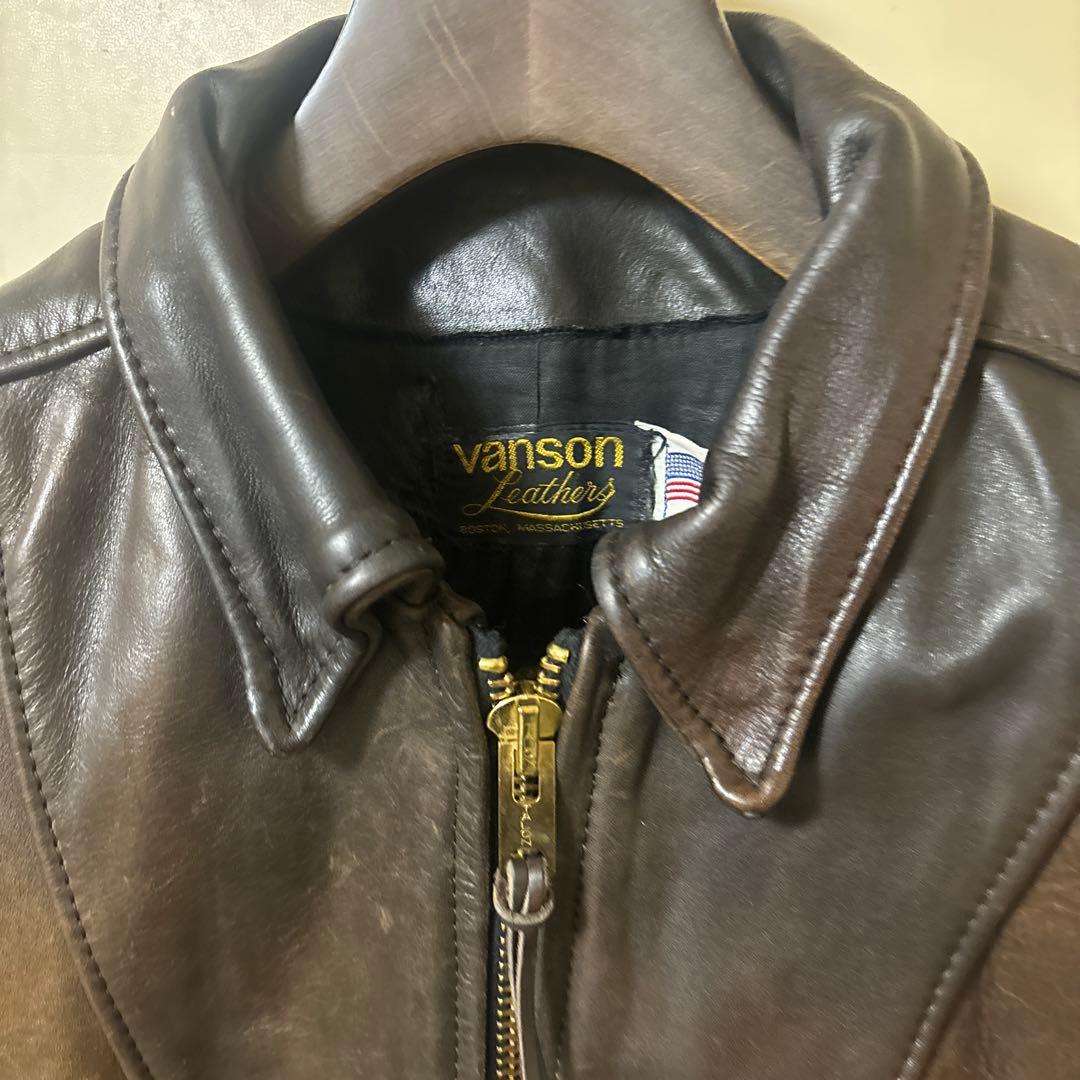 vanson ブラウンレザー シングルライダースジャケット