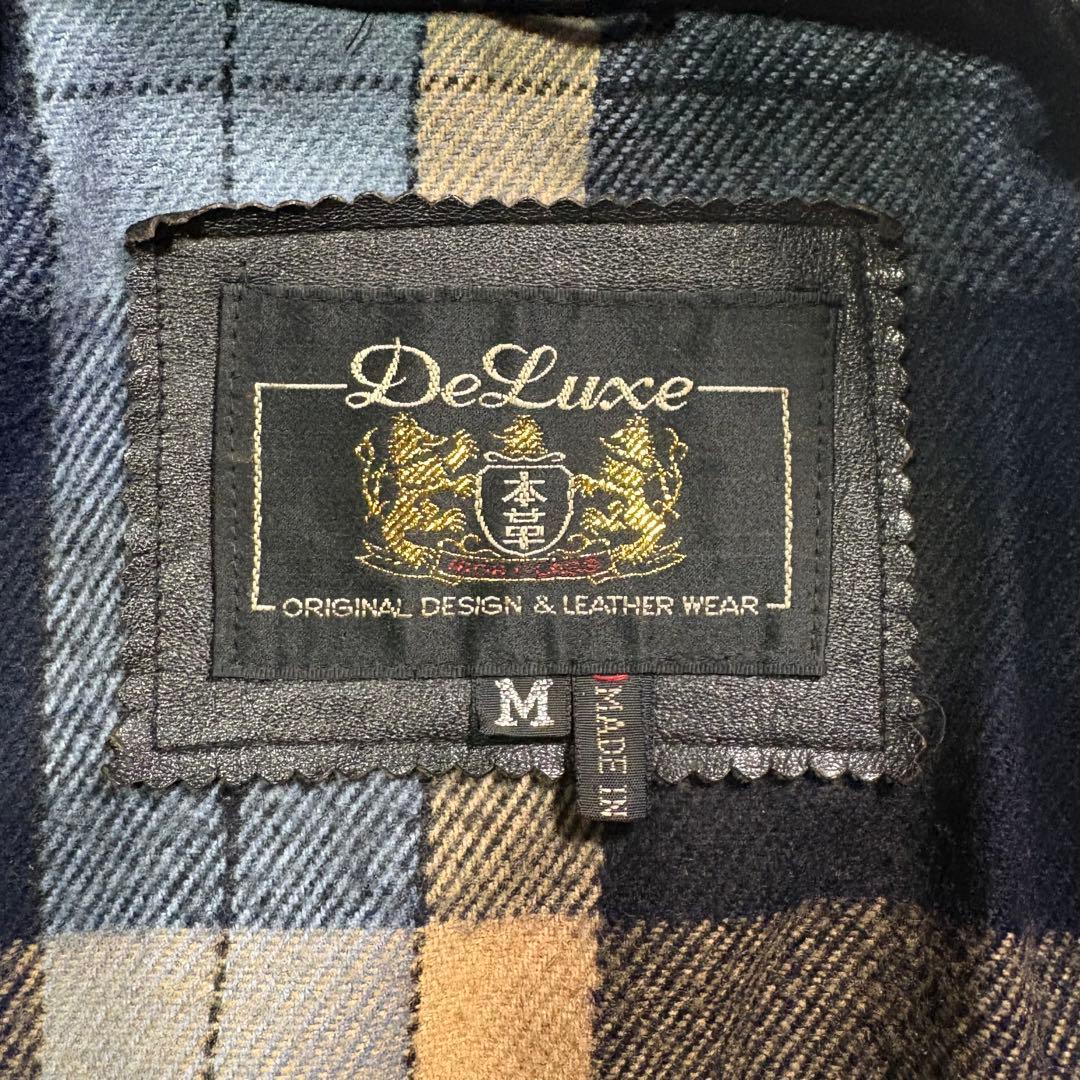 vintage レザージャケット　ブルゾン　本革オールレザー　チェック　短丈　M