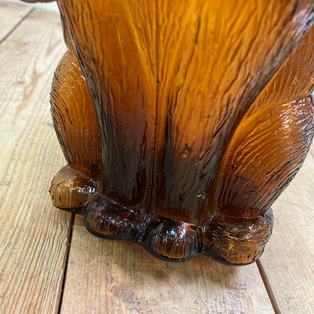 D-4 ② ヴィンテージ ダックスフント ダキャンタ デカンタ アンバーガラス