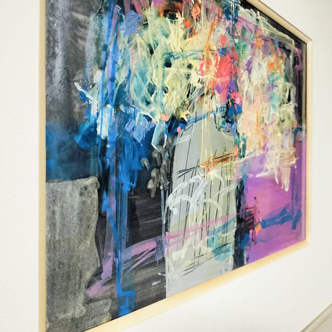 増島豊治　花(小)　額付　アクリルガッシュ　絵画　 原画　匿名配送