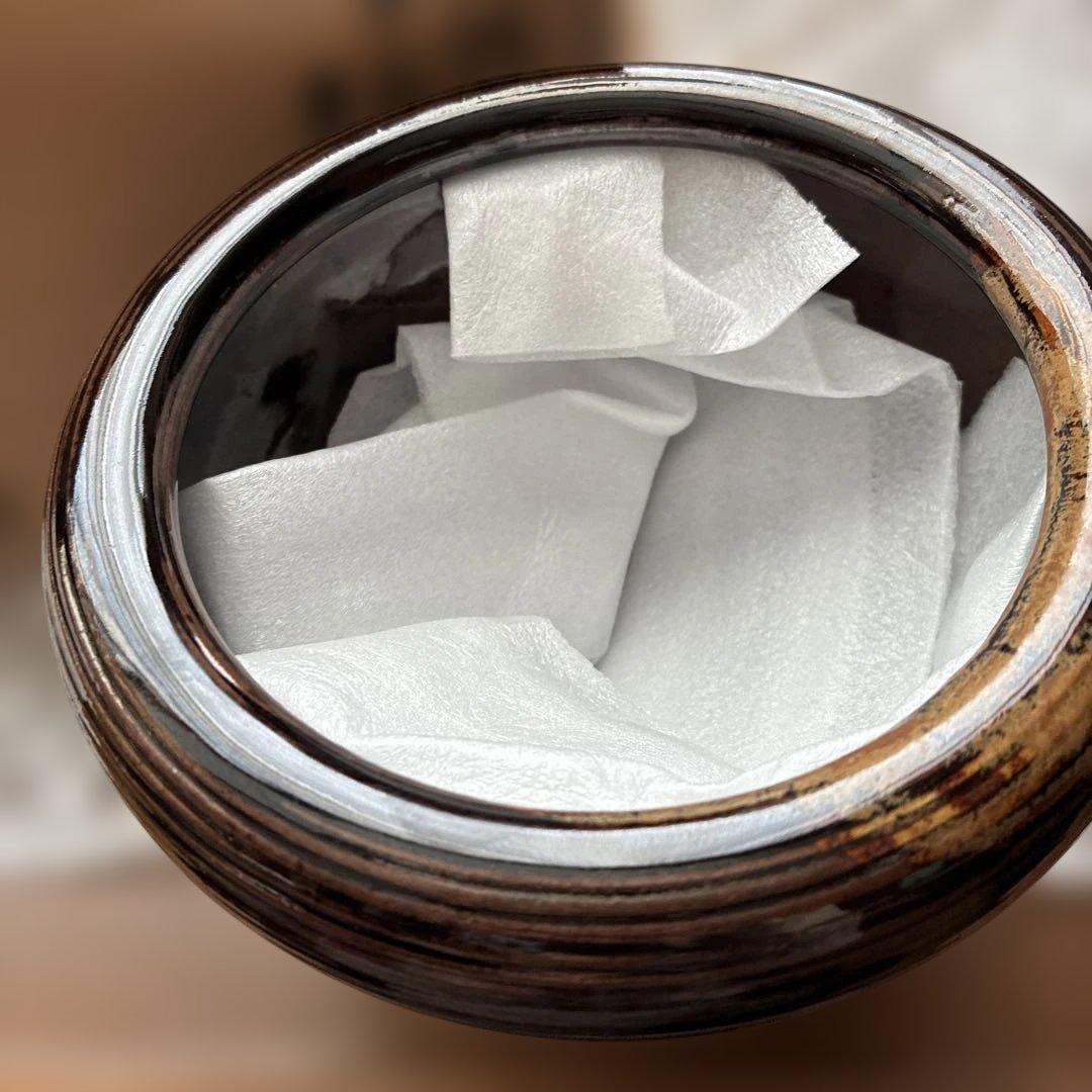 茶釜 陶器製 木箱入り　建水