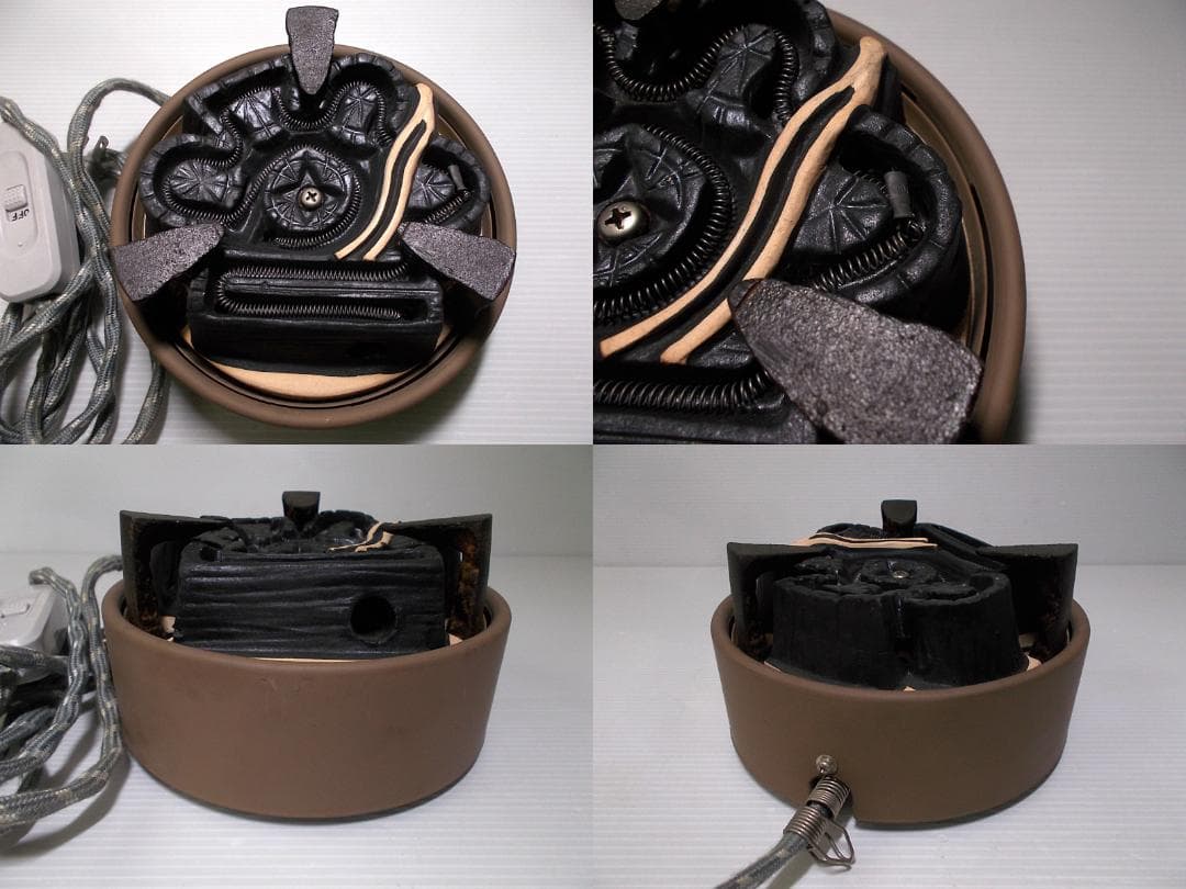 茶道具 野々田電熱器置炉セット 八百年の伝統釜師:菊池政光茶釜 茶釜 釜環 底瓦