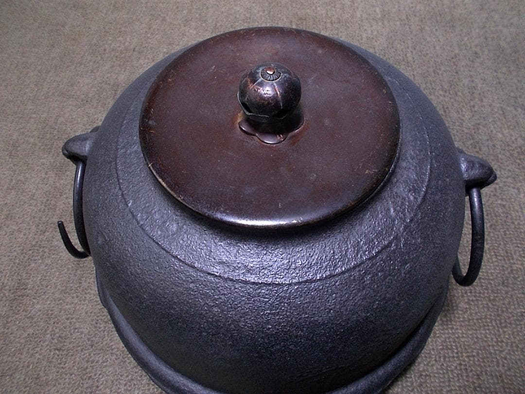 茶道具 野々田電熱器置炉セット 八百年の伝統釜師:菊池政光茶釜 茶釜 釜環 底瓦