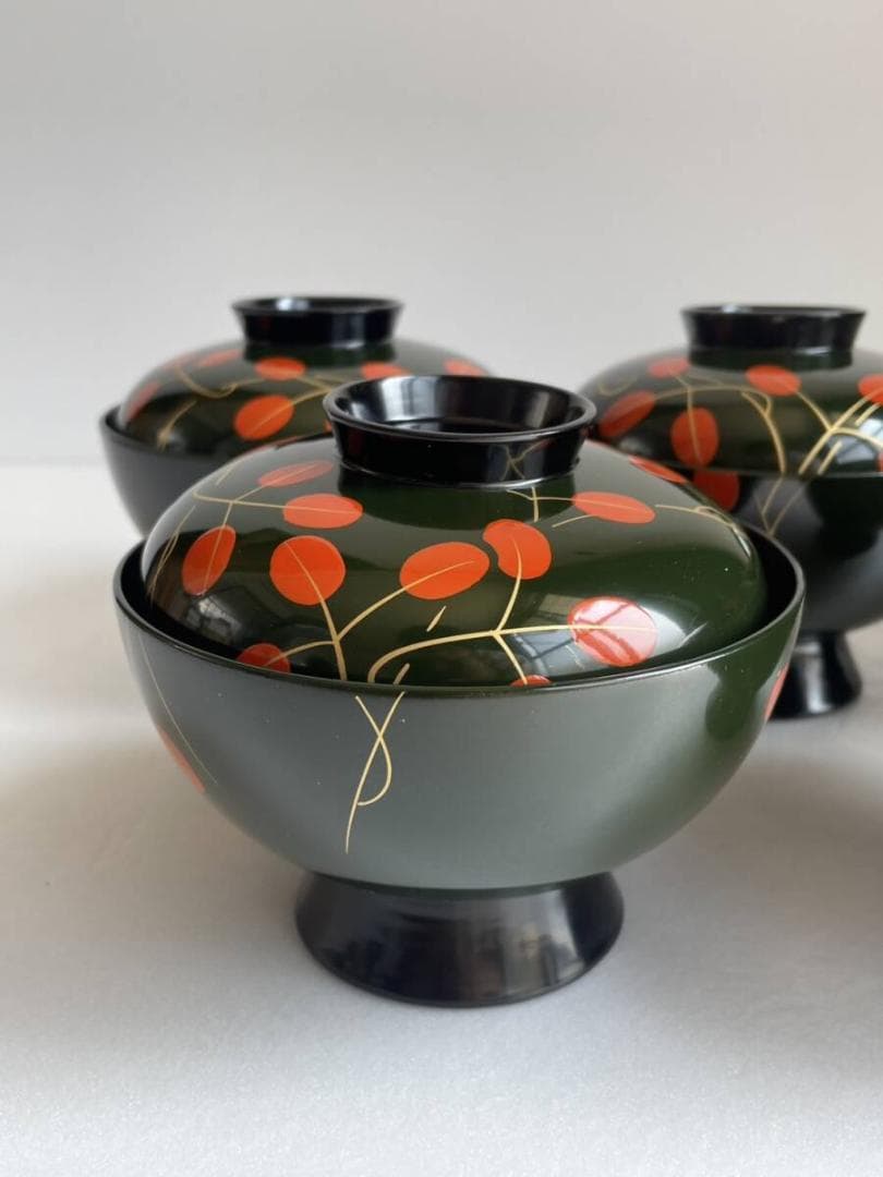 ①輪島塗 吸物椀 五客 木箱付 漆器 50 お椀