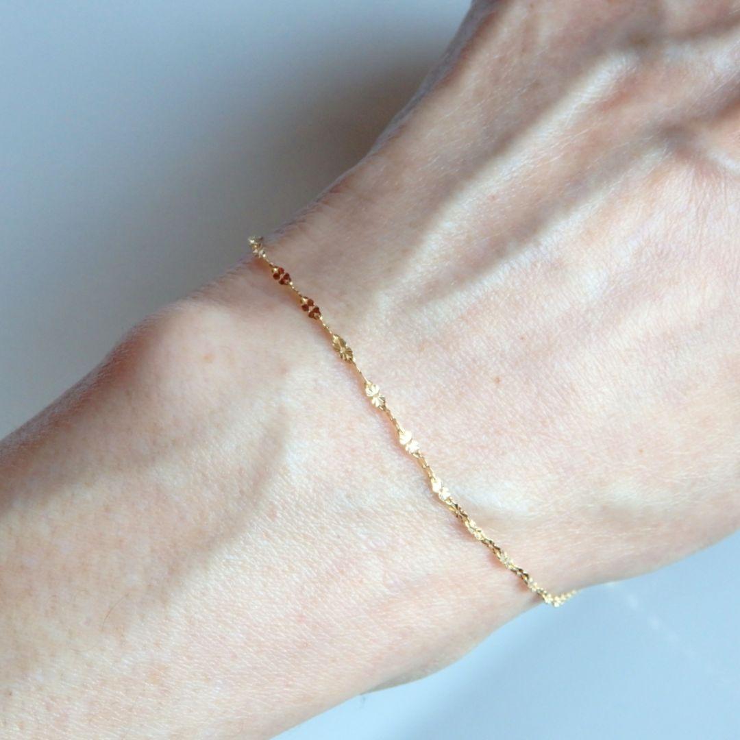 ちぃ　k18アンクレット　クローバーチェーン　1.6㎜幅つけっぱなし