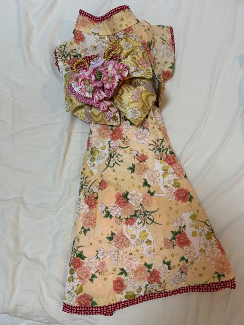 犬服 着物 お引摺り 2way 小型犬 Mサイズ 髪飾り付き