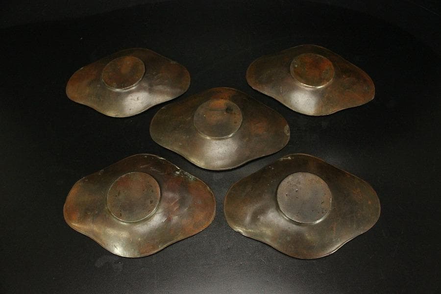 煎茶 銅 茶托 九件 二種(A321)