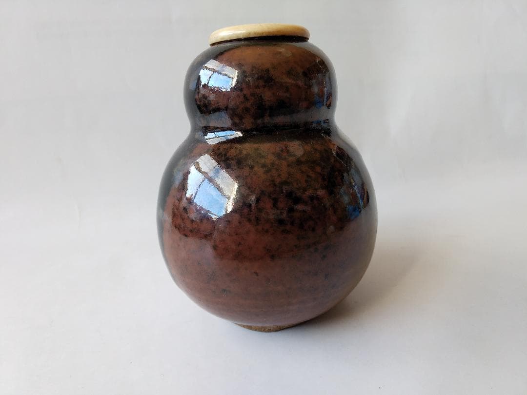 裏千家 淡々斎宗室 御書付『膳所焼 瓢茶入』淡海ぜぜ 陽炎園 岩崎健三 美品