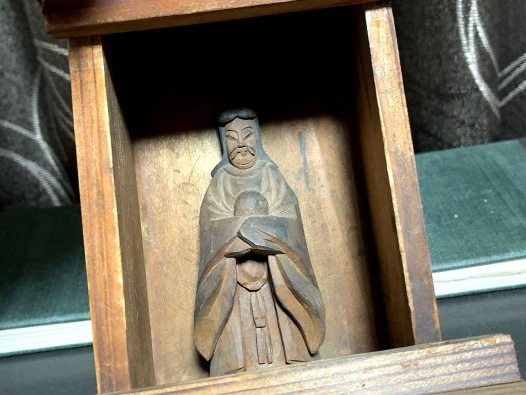 呪物　天照大神　木彫　置物　神棚　仏像　神仏習合　骨董　アンティーク　お守り　像