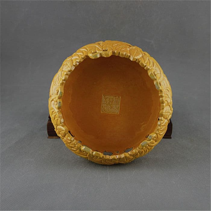 清乾隆黄釉回転式透かし香炉 景徳鎮 陶磁器 装飾品 現代工芸品 美術品 置物