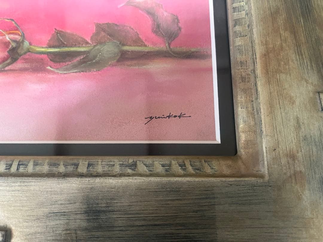 バラの絵 金属製フレーム