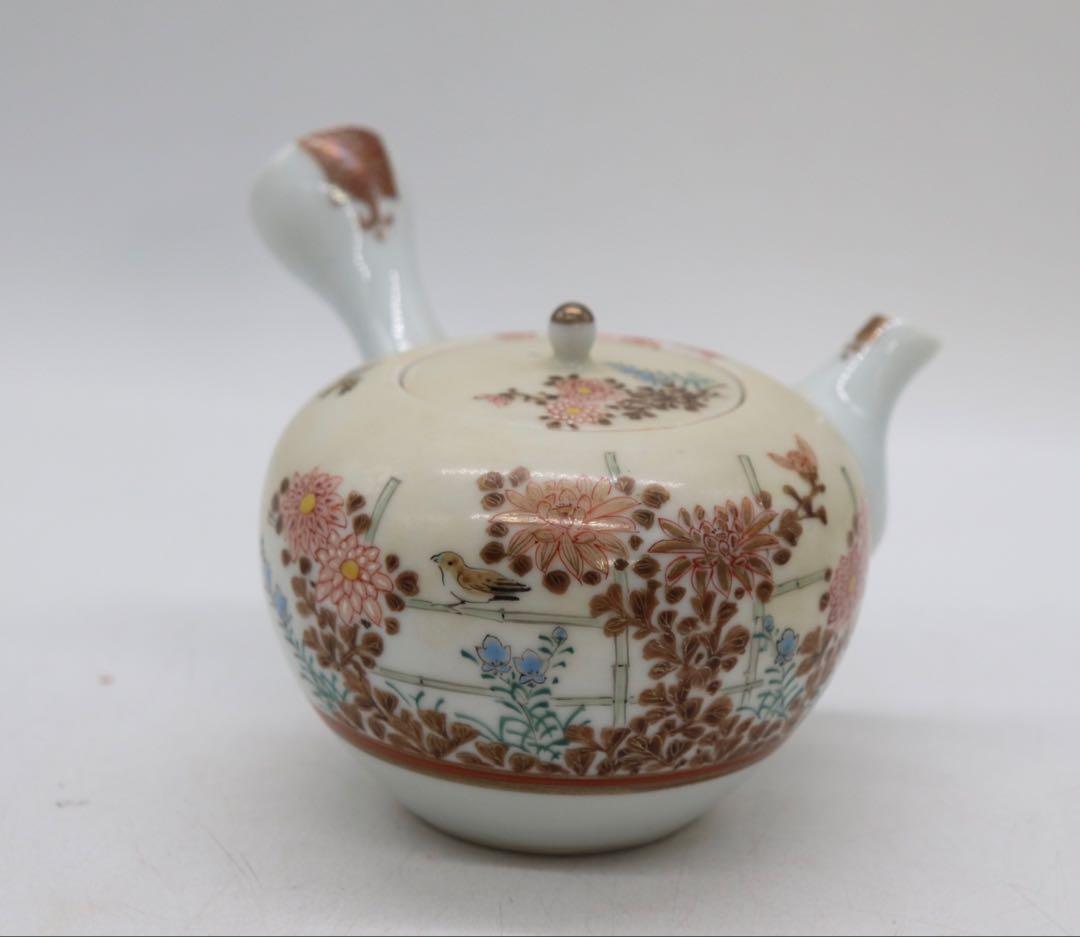 時代　九谷長寿　煎茶器　菊紋　共箱　送料込み251130