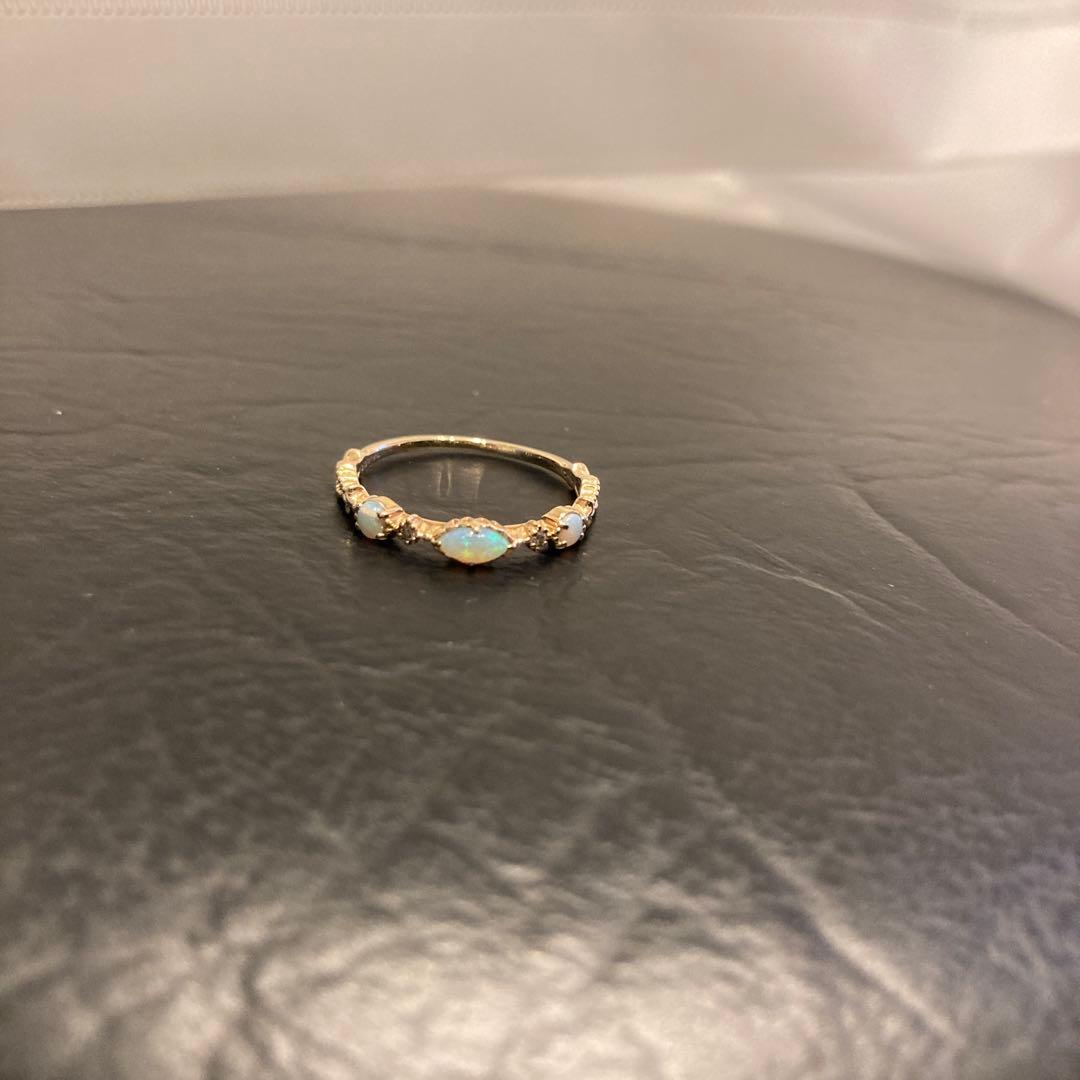 アガット　K14 オパールリング　11号　美品