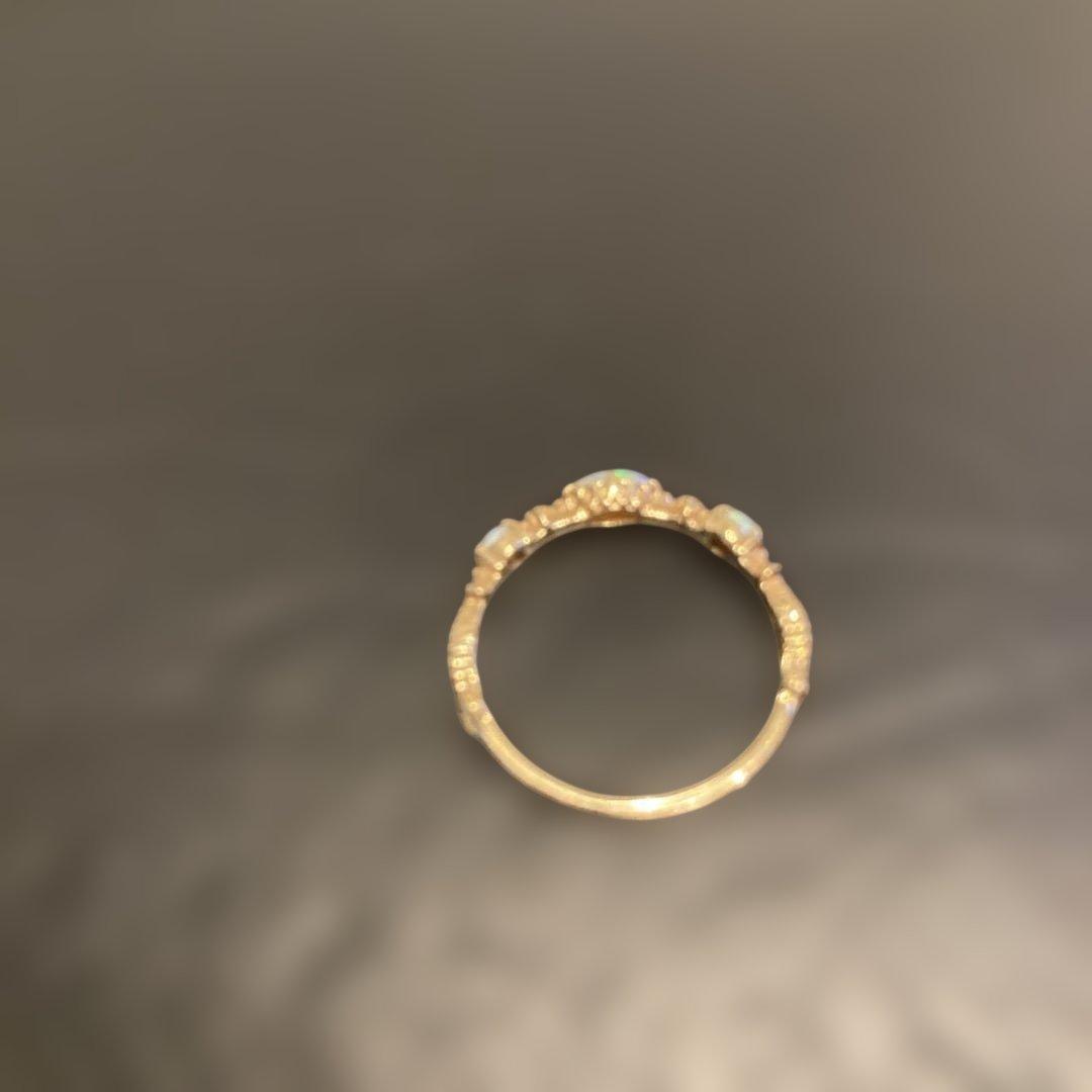 アガット　K14 オパールリング　11号　美品