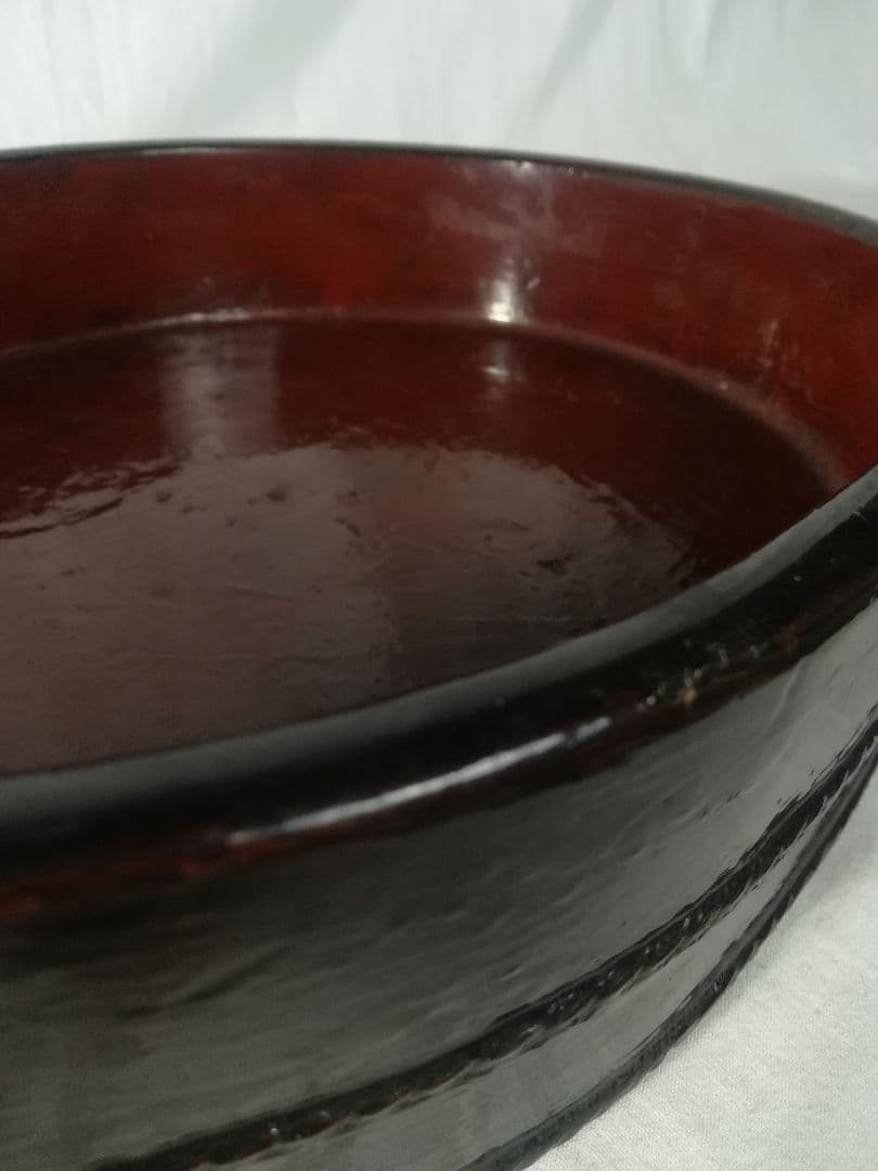 時代　漆塗　平桶　桶盆　盆