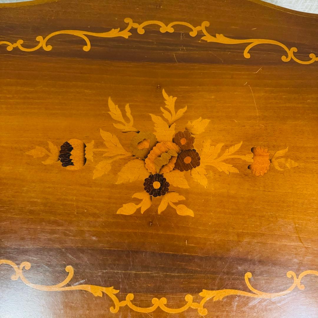 サイドテーブル　コーヒーテーブル　象嵌　イタリアアンティーク　猫脚