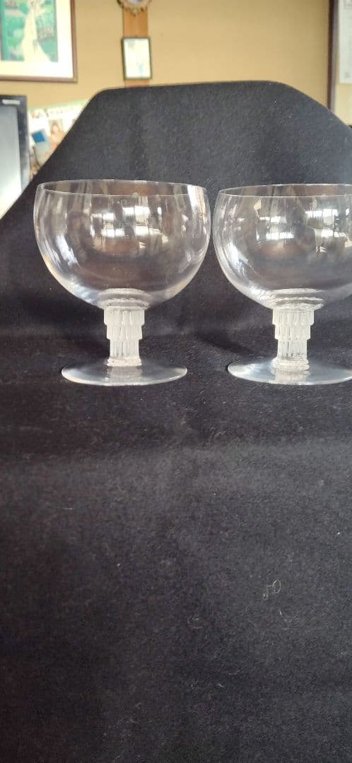 アンティーク　ラリックのブランディーグラス2客