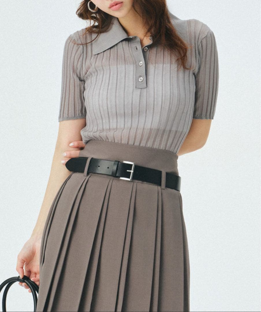 FRAY I.D シルクブレンドシアーリブニットポロ