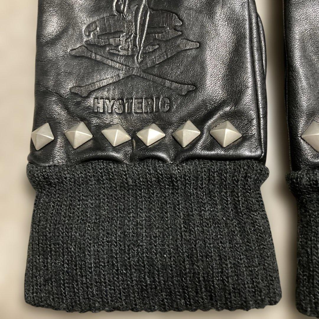 ヒステリックグラマー レザーグローブ　スタッズ　黒