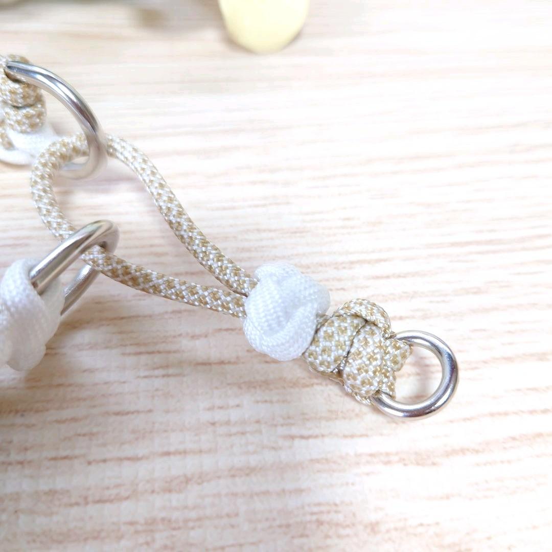 パラコード　首輪　ハーフチョーク　小型犬　マスタードホワイトベージュ　№028