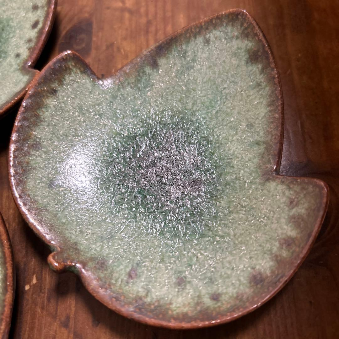 希少　玉峰窯 中尾哲彰作 銀河 銘々皿 ぶどうの葉　秋銀河釉　５枚