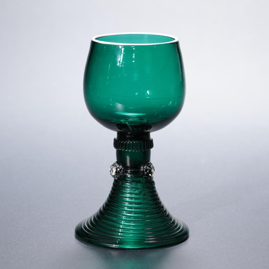 アンティークグラス　レーマーグラス　グリーン白縁　R1342ダI