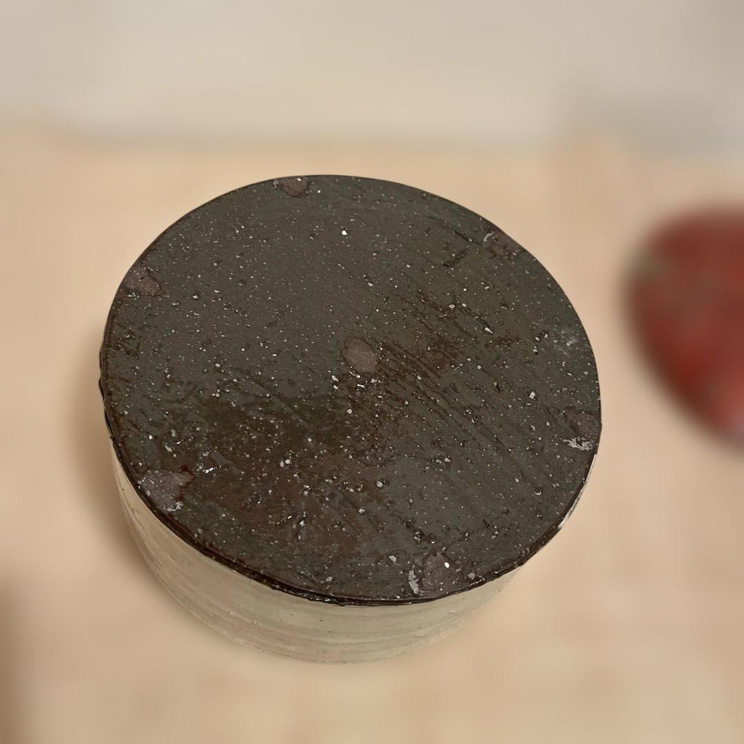 笠間焼　陶芸作家　馬場浩二作　粉引　 蓋物　未使用