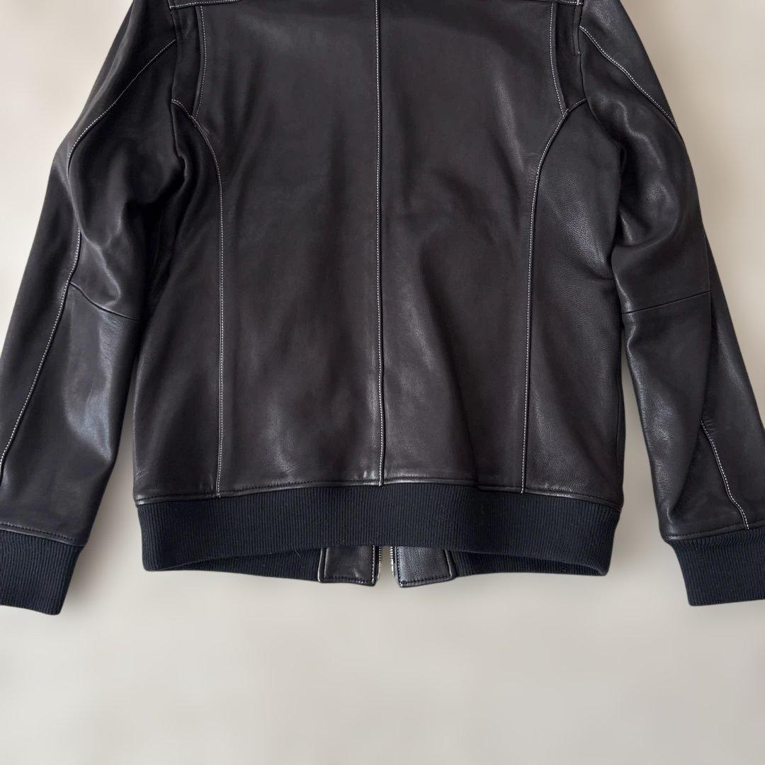 YJ125シングルライダースL　山羊革　黒　エポレット　裏地カーキ